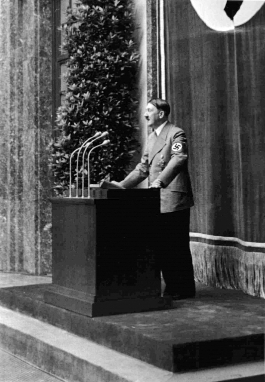 Adolf Hitler makes a speech at the opening of the great German art exhibition in Munich